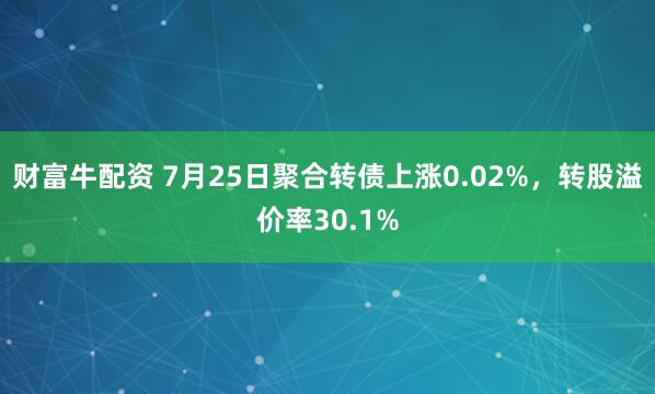 财富牛配资 7月25日聚合转债上涨0.02%，转股溢价率30.1%
